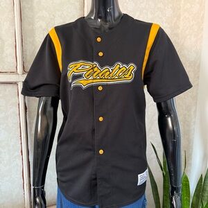 MLB True Fan Short Sleeve Pittsburgh Pirates Button Up Jersey Sz Large